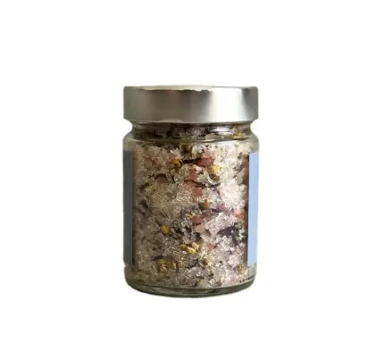 Venda por atacado de grandes saltas de banho, sal de lavanda jasmine rosa mergulhar banheira com flores e logotipo personalizar