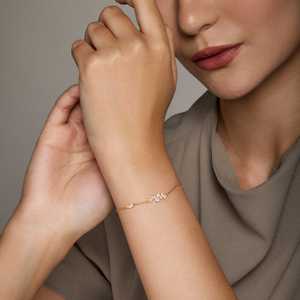 92.5 <b>Silver</b> <b>Bracelet</b> 191291 Rhodium & Gold Plated Diamond & Zircon Key & Number <b>Charms</b> Religious & Ethnic Style for Gifts - Product Image 3