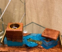 Ensemble brûleur de Bakhoor et plateau écologique en bois et résine, style arabe islamique, pour encens indien de luxe Oud Dukhoon High, avec bois de santal et anis étoilé