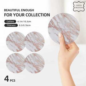 Customizable Size Classic Marble <b>Coaster</b> Set <b>Ceramic</b> Wooden and Marble Stone Cup <b>Coasters</b> Natural Wood and Classic Style - Product Image 3