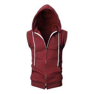 Nouveau design de sweat à capuche zippé avec logo personnalisé pulls à capuche sans manches pour hommes de couleur unie - Product Image 3