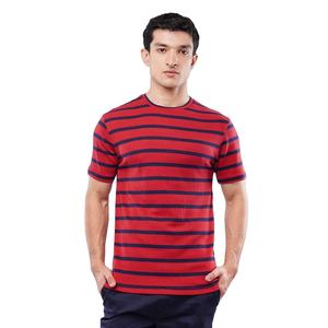 Camiseta a rayas roja y azul marino para hombre, camisetas informales ajustadas con cuello redondo de manga corta de algodón suave, camisetas de verano con estilo para uso diario - Product Image 1
