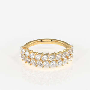 Lab Grown Diamond Wedding Band with Pear Cut 18K Gold <b>Ring</b> - Product Image 1