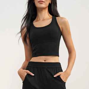 Top deportivo Sexy personalizado para mujer, Yoga, Fitness, 100% algodón, transpirable, ligero, Color sólido, a prueba de golpes, sin costuras para verano - Product Image 1