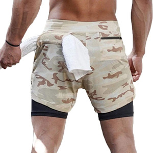New Arrived <b>Camouflage</b> Print Sports Training <b>Shorts</b> Quick Dry Double Layer Premium Sale Compression <b>Shorts</b> For Male - Product Image 5