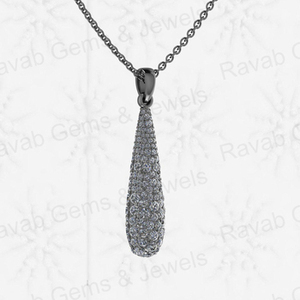 Haute qualité 32mm larme pendentif fabriqué à la main 925 en argent Sterling Multi Zircon élégant amoureux motif plaqué or bijoux fins - Product Image 6
