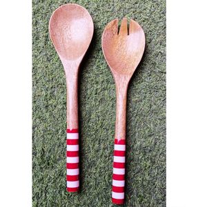 Juego de 2 cucharas de madera de haya para cocina hechas a mano - Product Image 5