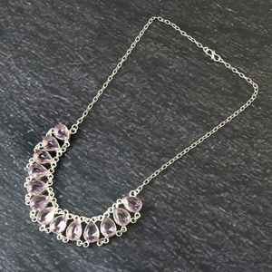 Collar de Plata de Ley 925, kunzita Rosa hecha a mano, joyería religiosa cristiana, cadena de eslabones para aniversario de boda, Material de latón - Product Image 1