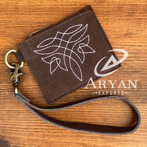 Monedero de cuero de ante para mujer, monedero Stich para botas, monedero pequeño de cuero genuino, gran oferta de moda, monedero Unisex - Product Image 1