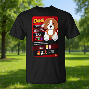 Camiseta del año del perro del zodíaco chino, diseño de horóscopo con información sobre animales, talla unisex para adultos - Product Image 3