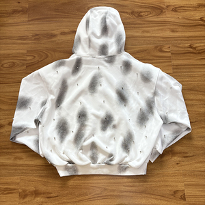 NEOHOPE Custom Sun Fade Cotton Zip up Hoodies Custom bordado Rhinestone Crop Vintage Splash Washed Hoodie - Product Image 2