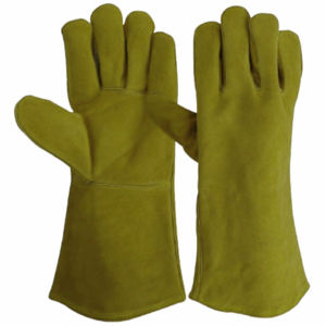 Guantes de soldadura de puño largo de cuero dividido de piel de vaca resistente más populares Protección de manos de seguridad industrial reflectante - Product Image 4