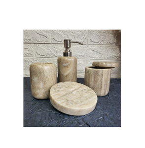 Dispensador de mármol gris, set de baño, soporte de pasta de dientes de mármol redondo de nuevo aspecto, artículo doméstico a la venta - Product Image 2