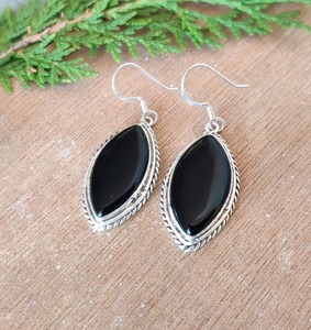 เครื่องประดับต่างหูคลาสสิกสำหรับผู้หญิงเครื่องประดับเงินสไตล์ Boho 925เงินแท้สีดำนิลอัญมณีแฮนด์เมดต่างหูของขวัญ - Product Image 2