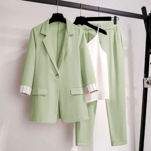 Women's Spring Summer Thin Blazer <b>Pants</b> 3 Pcs Set Korean Office Lady Work Graceful <b>Suit</b> Coat Trousers Vest Outfits Daily Clothes - Product Image 5
