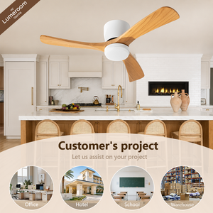 52 Inch Solid Wood <b>Ceiling</b> <b>Fan</b> <b>with</b> <b>Remote</b> Flush Mount Quiet Reversible DC Motor for Living Room Bedroom - Product Image 4
