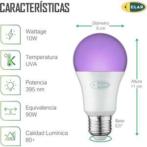 Luz Negra UV LED, Bombilla Ultravioleta, Luz de Neón, Luz Ultravioleta - Product Image 6