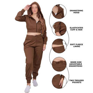 Conjunto clásico de dos piezas de chándal sólido para mujer, Sudadera con capucha de manga larga y pantalones para correr, ropa deportiva de algodón 100%, Fabricante Mayorista - Product Image 6