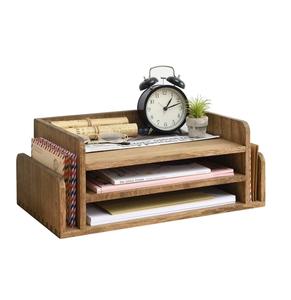 Wood <b>Desk</b> <b>Organizer</b> 5 Trays Desktop Document Letter Tray for Folders Mail <b>File</b> Nature 3-Tier Office Mail Sorter <b>Organizer</b> Rack - Product Image 1