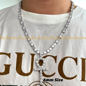 El diseñador más único, colgante de Cruz de Oro Blanco de 10Kt, corte brillante cultivado en laboratorio, diamantes de claridad VVs Iced Hip Hop, inspiración religiosa - Product Image 4