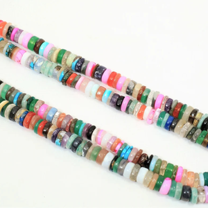 Perles Heishi en pierres précieuses naturelles multicolores, forme de pneu lisse, 4-7 mm, qualité AAA, mélange de pierres, forme de roue, pour bijoux - Product Image 5