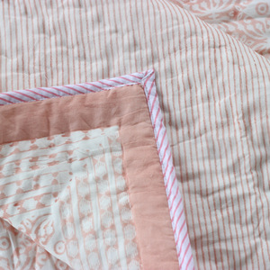 Jaipuri-colcha hecha a mano con estampado de bloques de mano, Reversible, de algodón, de gasa, hecha a mano, colcha de trabajo - Product Image 4