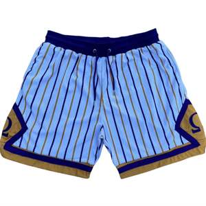 Short de basket-ball violet à fines rayures en maille lourde | Design sublimé, logo brodé, poches latérales et doublure intérieure | Vêtements de sport - Product Image 1