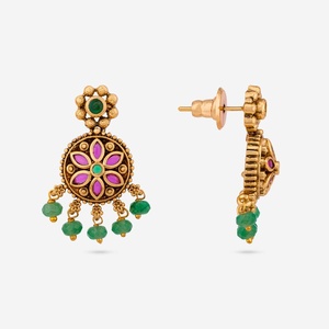 Boucles d'oreilles pendantes florales en cuivre pour mariage, style religieux tendance, en alliage de zinc - Product Image 4