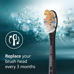 Têtes de brosse à dents électriques de rechange authentiques Philips Sonicare A3 tout-en-un, noires, lot de 4, quantité pour une année, HX9094/95 - Product Image 6
