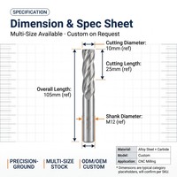 Fraise carrée en carbure de 1 à 25mm, fraise à compression plate à 2/3/4 lames, acier à grande vitesse ODM personnalisable revêtu d'étain, OEM