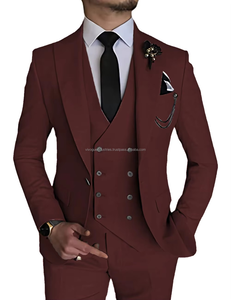 Traje de boda de tela con estampado de Jacquard púrpura de 3 piezas para hombre, chaqueta de doble botonadura, chaleco, trajes de boda personalizados para hombres y mujeres - Product Image 6