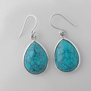 Handmade 925 Sterling <b>Silver</b> Turquoise Pear Shape Gemstone Dangle <b>Earrings</b> Vintage Fashion <b>Silver</b> Jewelry For <b>Weddings</b> Parties - Product Image 2