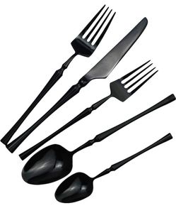 Juego de Cubiertos de Lujo en Acero Inoxidable Negro para Mesa de Comedor, Eventos, Banquetes y Restaurantes, Pulido Plateado - Product Image 1