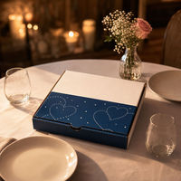 Boîte à pizza personnalisée pour la Saint-Valentin avec intérieur doublé de papier aluminium pour dîner romantique et emballage alimentaire à emporter pour les fêtes