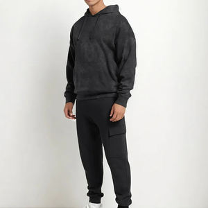 Sweat à capuche uni pour homme, 100% coton, 400 GSM, poids lourd, délavé à l'acide, fermeture éclair - Product Image 4