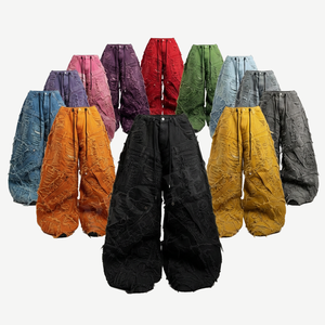 Pantalones Cargo de Mezclilla Desgastados Estilo Americano, Pierna Ancha, Estilo Urbano, Ajuste Holgado, Pantalones Utilitarios, Moda Casual, Ropa de Trabajo - Product Image 1