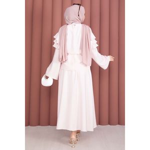 Ensemble jupe rose à volants superposés en tissu crêpe XS-XXL, tenue d'été 2 pièces avec short - Product Image 5