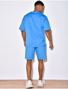 ชุดกีฬาฤดูร้อนของผู้ชายชุดสองชิ้นเสื้อยืดระบายอากาศและกางเกงขาสั้นสำหรับจ๊อกกิ้งลำลองไซส์ใหญ่พิเศษ - Product Image 5