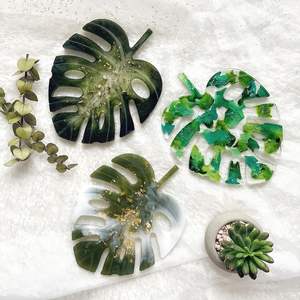 Juego de posavasos de resina epoxi de Calidad única con efecto océano decorativo cuadrado redondo posavasos de resina de madera epoxi de Craftsy Home - Product Image 2