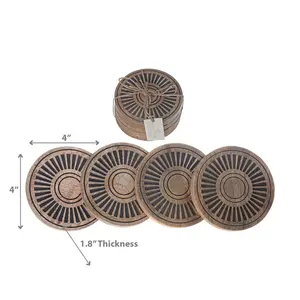 แผ่นรองแก้วไม้กลมขนาด 4 นิ้ว แบบยังไม่เสร็จ - แพ็ค 6 ชิ้น พร้อมที่วาง ขัดผิวเรียบรับงาน DIY สำหรับงานตกแต่ง แผ่นรองแก้วไม้แบบยังไม่เสร็จ - Product Image 3
