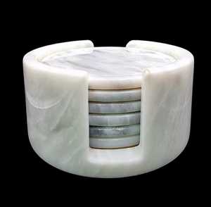 Elegant Round Polished Marble <b>Coaster</b> Set Best Quality <b>Drink</b> Pads in Classic Style <b>for</b> Weddings Corporate Gifting with Gift Box - Product Image 1
