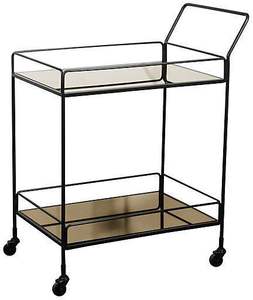 Space Conscious Metal Two <b>Tier</b> Serving <b>Trolley</b> With Glass Tray Surfaces And Chic Frame Design For Modern Apartments - Product Image 3