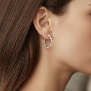 Pendientes de Aro con Diamantes 'Infinite Sparkle' de Diseño Interior y Exterior para Mujer - Product Image 5