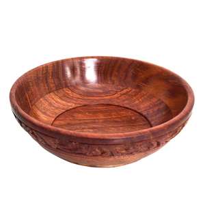 Plain Design Modern Round Wooden Serving <b>Bowl</b> Brown Color Finished Polished Eco-Friendly Decorative & Server - Product Image 4