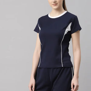 T-shirt à logo personnalisé pour femmes Style décontracté en coton à manches courtes de couleur unie avec col rond pour l'été-Vente en gros en usine - Product Image 3