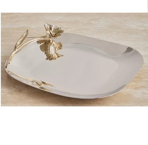 Plateau de service rond en aluminium plaqué or pour la maison et le bureau, plateau de service pour le thé et le café à prix abordable - Product Image 5