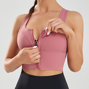 Soutien-gorge de sport actif en nylon et élasthanne grande taille, vêtements de fitness, soutien-gorge de sport pour la course à pied pour femmes, soutien-gorge à impact élevé avec fermeture éclair sur le devant - Product Image 1