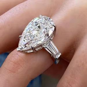 VS1 taille poire énorme Lab Grown Diamond bague de fiançailles 18K or massif romantique or Cocktail bague cadeau pour votre amoureux - Product Image 4