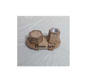 Mabkhar en bois de qualité supérieure, taille et forme personnalisées, avec travail en nacre, boîte et plateau, brûleur à encens Dukhoon Oud - Product Image 3