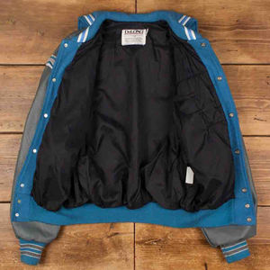 Chaquetas para hombre, chaqueta para hombre, chaqueta Vintage Varsity Baseball Letterman, estilo universitario Retro, mezcla de lana, Azul, Gris, manga, prendas de vestir exteriores - Product Image 2